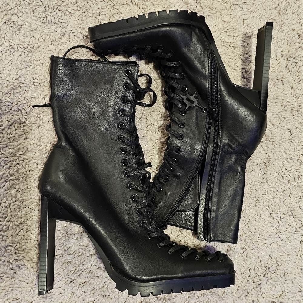 Synth Genuine Leather Lace-Up Ankle Boot